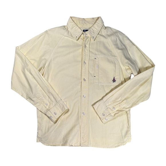 Go Slow Caravan Oxford Mens Button Down M Pale Yellow Long Sleeve Casual